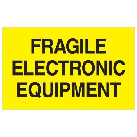 Bsc Preferred 3 x 5'' - ''Fragile Electronic Equipment'' Fluorescent Yellow Labels BUY00024049